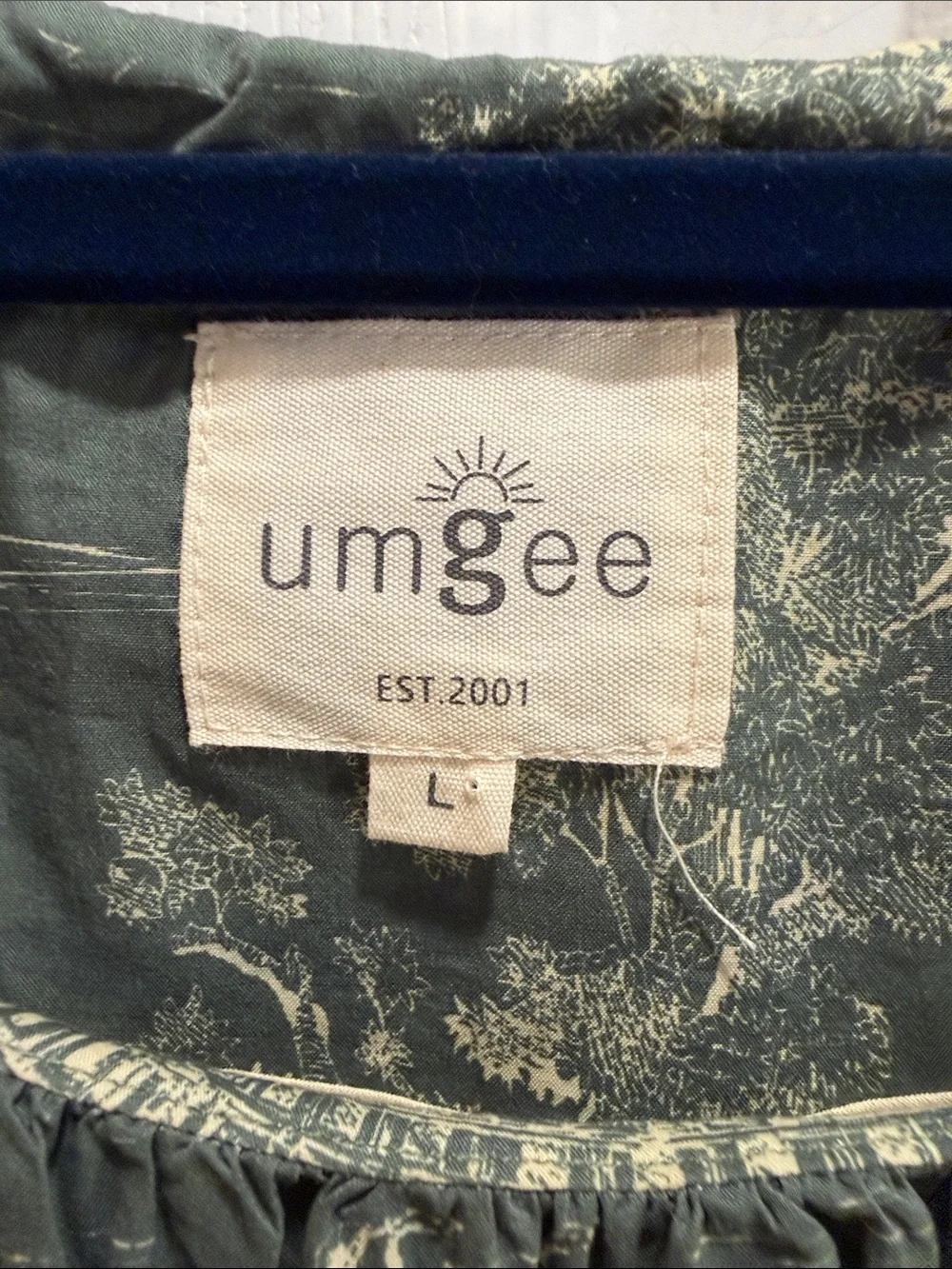 Umgee Green Scenic Puff-Sleeve Tiered Dress - Picture 2 of 2